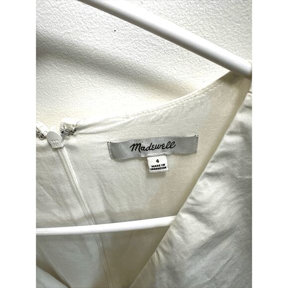 Madewell White Poplin Babydoll Dress‎ Womans size 4 Coquette crisp preppy sweet - Picture 7 of 12